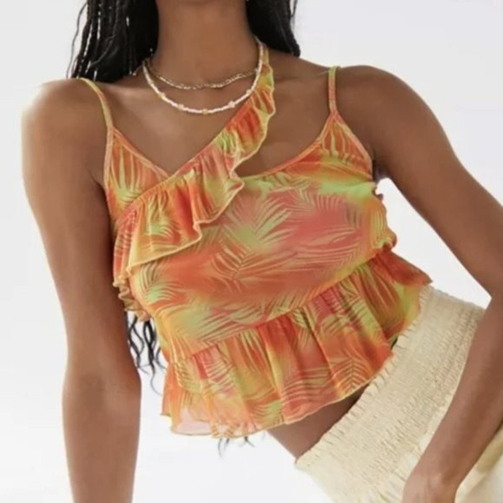 Urban Outfitter - Mesh Tropical Palm Tank Top